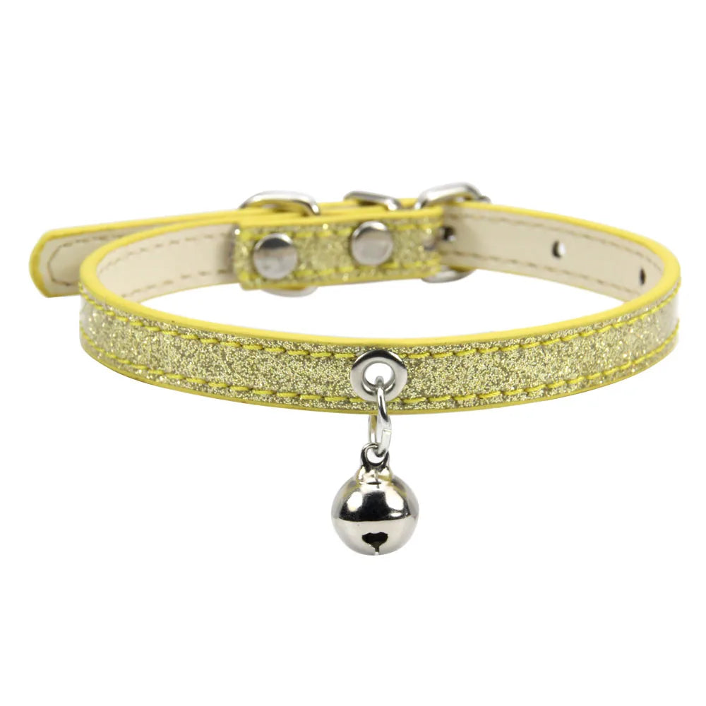 Bling Leather Cat Collar With Bell