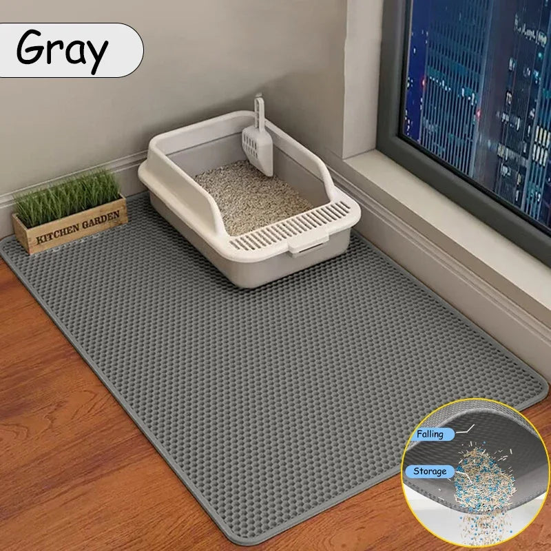 Large Waterproof Double Layer Cat Litter Mat Non-Slip Washable Pet Litter Box Mat Durable Sand Trapper Easy Clean Cat Toilet Mat