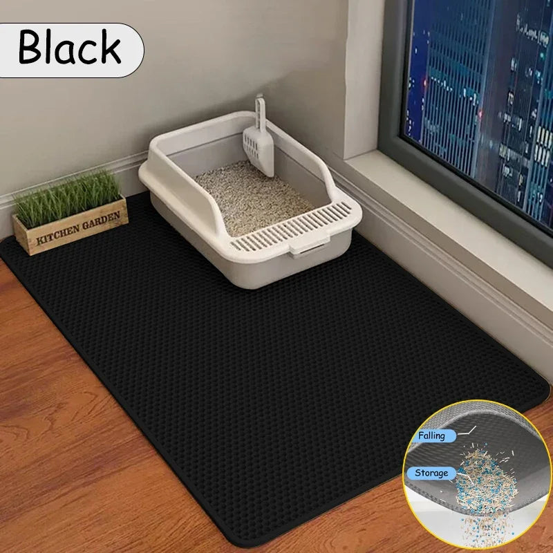 Large Waterproof Double Layer Cat Litter Mat Non-Slip Washable Pet Litter Box Mat Durable Sand Trapper Easy Clean Cat Toilet Mat
