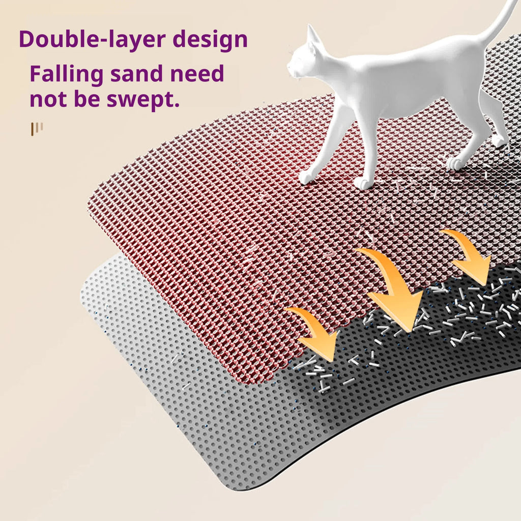 Large Waterproof Double Layer Cat Litter Mat Non-Slip Washable Pet Litter Box Mat Durable Sand Trapper Easy Clean Cat Toilet Mat
