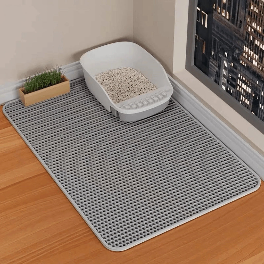 Large Waterproof Double Layer Cat Litter Mat Non-Slip Washable Pet Litter Box Mat Durable Sand Trapper Easy Clean Cat Toilet Mat